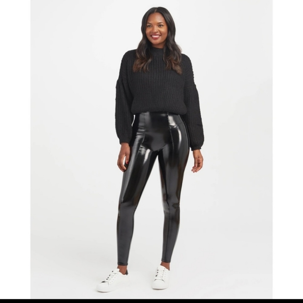Spanx faux Patent Leather leggings size M petite,  new w/o tags!